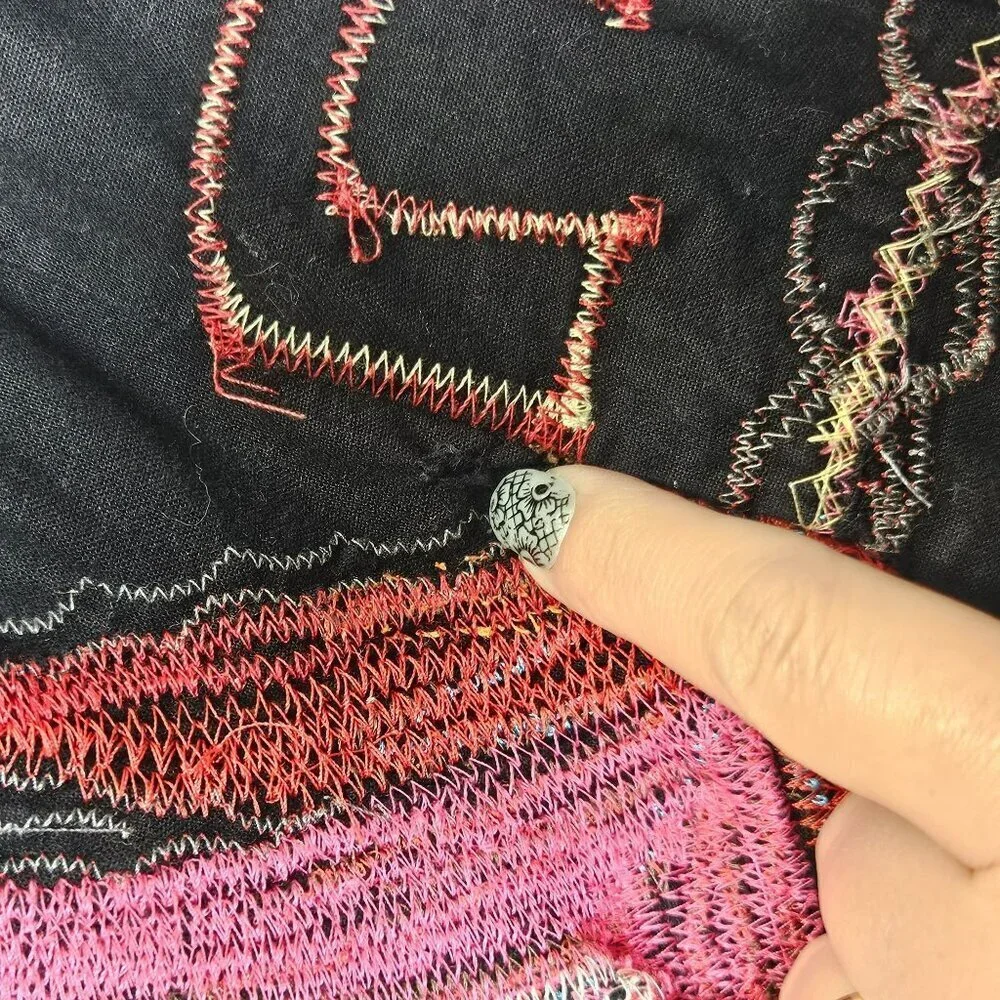 Colorful Handcrafted Embroidered Skirt Festival Burning Man Intricate Frayed M - Picture 5 of 12